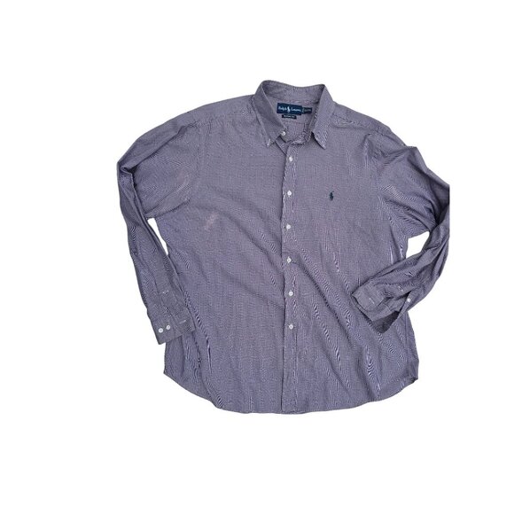 Ralph Lauren Purple Gingham Classic Fit Long Sleeve Button-Down Shirt Mens XL 17 - Picture 1 of 5